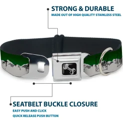 Dog Bone Seatbelt Buckle Collar - Colorado Mountains Green/Grays