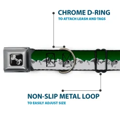 Dog Bone Seatbelt Buckle Collar - Colorado Mountains Green/Grays