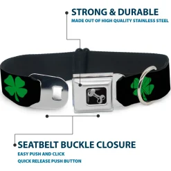 Dog Bone Seatbelt Buckle Collar - St. Pat's Black/Green