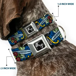 Dog Bone Seatbelt Buckle Collar - Truth and Justice CLOSE-UP Blue