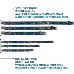 Dog Bone Seatbelt Buckle Collar - Truth and Justice CLOSE-UP Blue