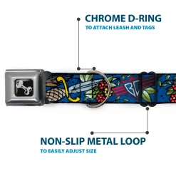 Dog Bone Seatbelt Buckle Collar - Truth and Justice CLOSE-UP Blue