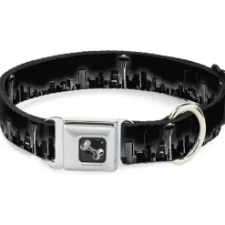 Dog Bone Seatbelt Buckle Collar - Seattle Vivid Skyline Black/White