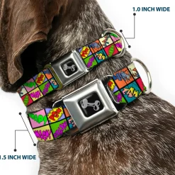 Dog Bone Seatbelt Buckle Collar - Sound Effect Checkers Multi Color