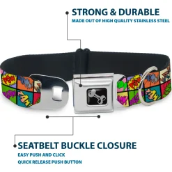 Dog Bone Seatbelt Buckle Collar - Sound Effect Checkers Multi Color
