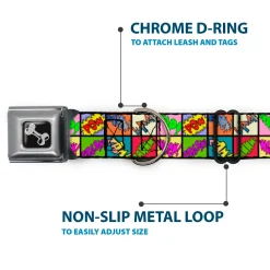 Dog Bone Seatbelt Buckle Collar - Sound Effect Checkers Multi Color