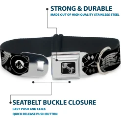 Dog Bone Seatbelt Buckle Collar - Colorado Skier/Snowboarder Black/White/Grays