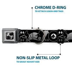 Dog Bone Seatbelt Buckle Collar - Colorado Skier/Snowboarder Black/White/Grays