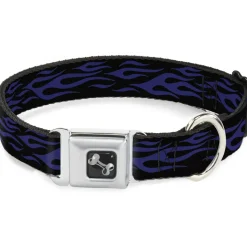 Dog Bone Seatbelt Buckle Collar - Flame Blue