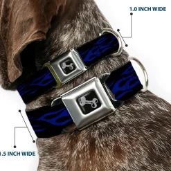 Dog Bone Seatbelt Buckle Collar - Flame Blue