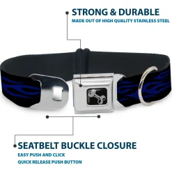 Dog Bone Seatbelt Buckle Collar - Flame Blue