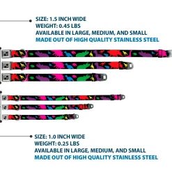 Dog Bone Seatbelt Buckle Collar - Dinosaur Silhouette Black/Multi Color