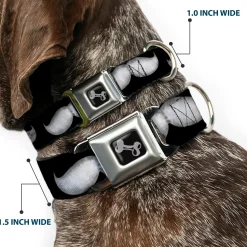 Dog Bone Seatbelt Buckle Collar - Mustaches Black/Sketch