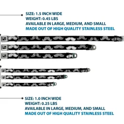 Dog Bone Seatbelt Buckle Collar - Mustaches Black/Sketch