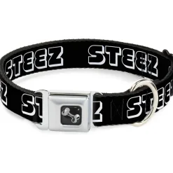 Dog Bone Seatbelt Buckle Collar - STEEZ 3-D Black/White