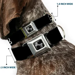 Dog Bone Seatbelt Buckle Collar - STEEZ 3-D Black/White