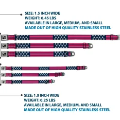 Dog Bone Seatbelt Buckle Collar - Stars & Stripes2 Blue/White/Pink