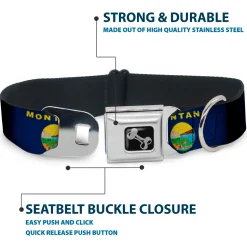 Dog Bone Seatbelt Buckle Collar - Montana Flags2