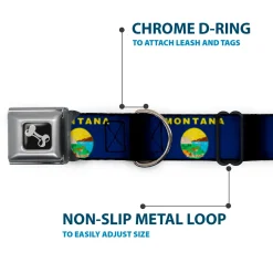 Dog Bone Seatbelt Buckle Collar - Montana Flags2