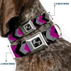Dog Bone Seatbelt Buckle Collar - Chevron Purple/Black/Gray