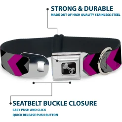 Dog Bone Seatbelt Buckle Collar - Chevron Purple/Black/Gray