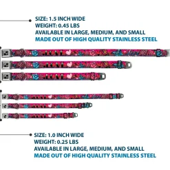 Dog Bone Seatbelt Buckle Collar - Love Love Pink