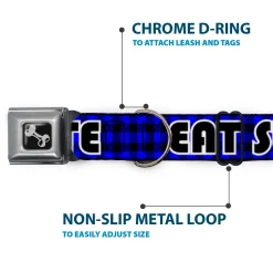 Dog Bone Seatbelt Buckle Collar - EAT SLEEP SKATE Buffalo Plaid Blue