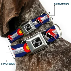 Dog Bone Seatbelt Buckle Collar - Colorado Skier1 Red/Mountains