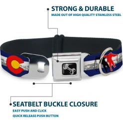 Dog Bone Seatbelt Buckle Collar - Colorado Skier1 Red/Mountains