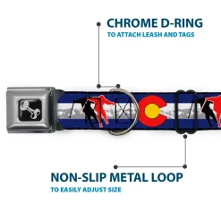 Dog Bone Seatbelt Buckle Collar - Colorado Skier1 Red/Mountains