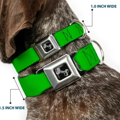 Dog Bone Seatbelt Buckle Collar - Lime Green