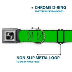 Dog Bone Seatbelt Buckle Collar - Lime Green