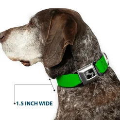 Dog Bone Seatbelt Buckle Collar - Lime Green