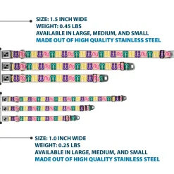 Dog Bone Seatbelt Buckle Collar - Flip Flops5 CLOSE-UP Sand/Multi Color