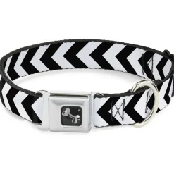 Dog Bone Seatbelt Buckle Collar - Chevron2 White/Black