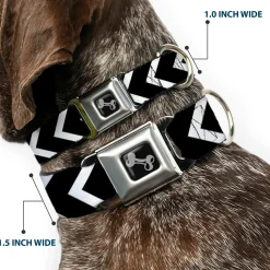 Dog Bone Seatbelt Buckle Collar - Chevron2 White/Black