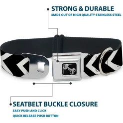 Dog Bone Seatbelt Buckle Collar - Chevron2 White/Black