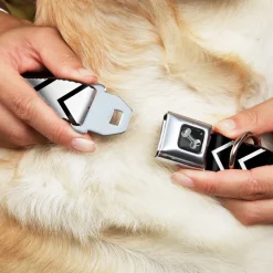 Dog Bone Seatbelt Buckle Collar - Chevron2 White/Black