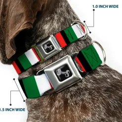 Dog Bone Seatbelt Buckle Collar - Italy Flags