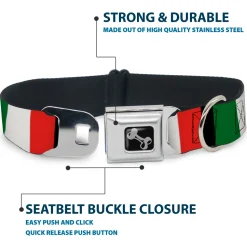Dog Bone Seatbelt Buckle Collar - Italy Flags