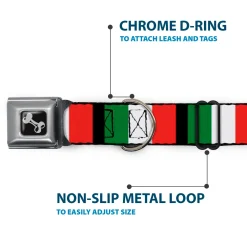 Dog Bone Seatbelt Buckle Collar - Italy Flags