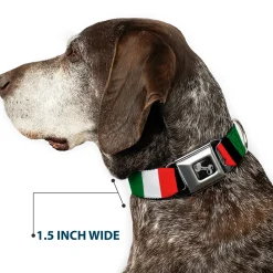 Dog Bone Seatbelt Buckle Collar - Italy Flags