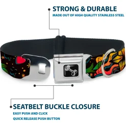 Dog Bone Seatbelt Buckle Collar - Death or Glory CLOSE-UP Black