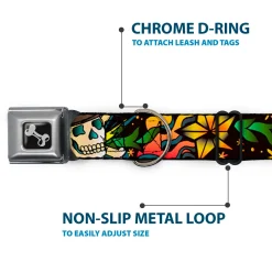 Dog Bone Seatbelt Buckle Collar - Death or Glory CLOSE-UP Black