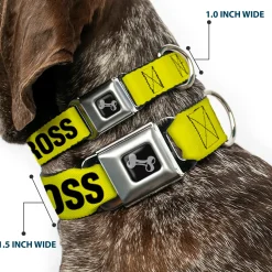 Dog Bone Seatbelt Buckle Collar - CRIME SCENE DO NOT CROSS Yellow/Black