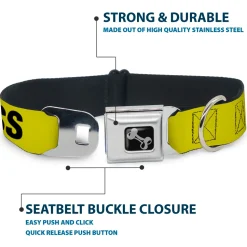 Dog Bone Seatbelt Buckle Collar - CRIME SCENE DO NOT CROSS Yellow/Black