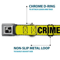 Dog Bone Seatbelt Buckle Collar - CRIME SCENE DO NOT CROSS Yellow/Black