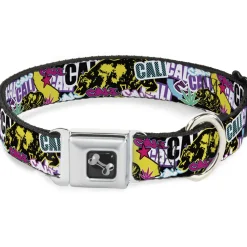 Dog Bone Seatbelt Buckle Collar - Cali Bear/CALI Graffiti/Pot Leaves Black/Multi Color