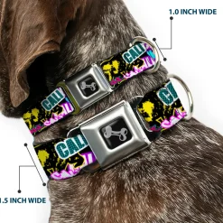 Dog Bone Seatbelt Buckle Collar - Cali Bear/CALI Graffiti/Pot Leaves Black/Multi Color