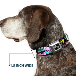 Dog Bone Seatbelt Buckle Collar - Cali Bear/CALI Graffiti/Pot Leaves Black/Multi Color